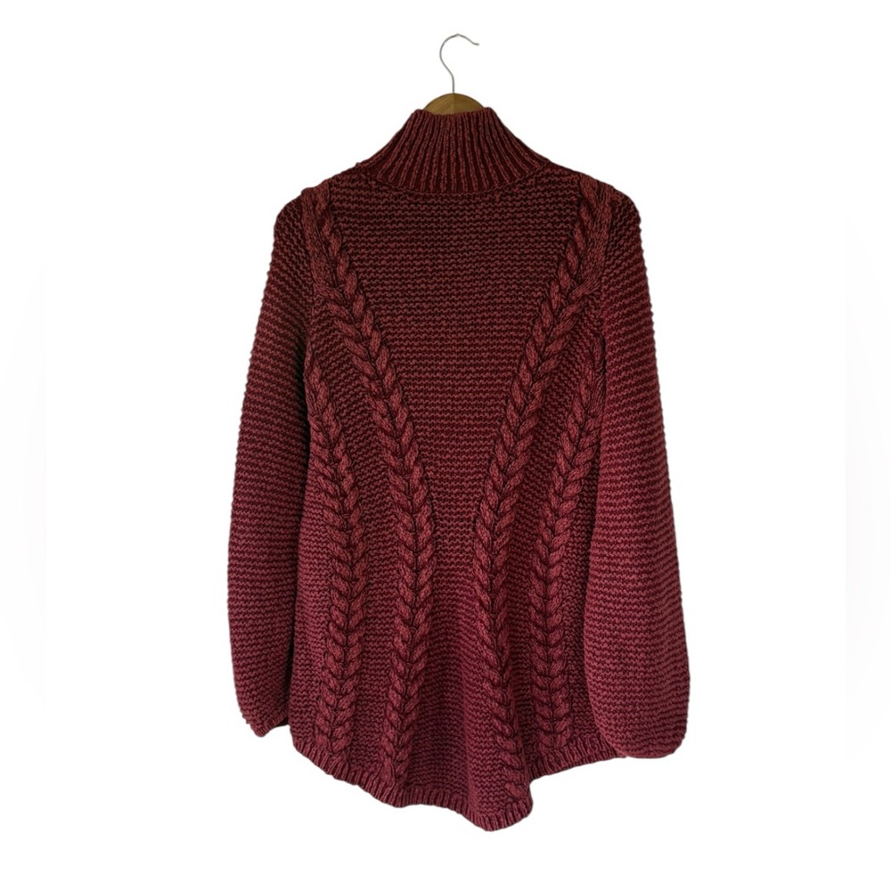 free people cable knit burgundy sweater - Picture 5 of 7